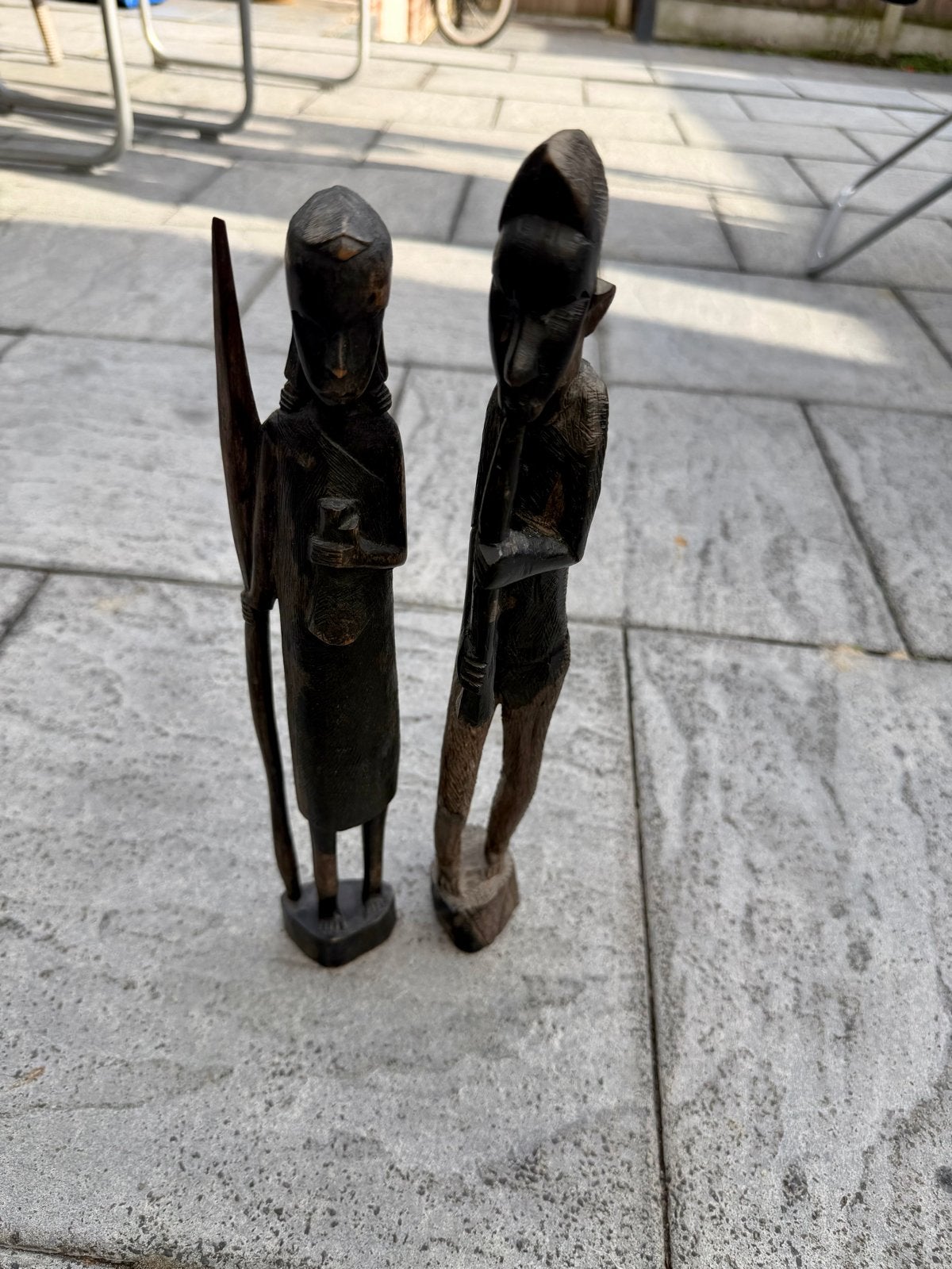 Antiek handgesneden ebbenhouten beeldjes uit Afrika, Antiek en Kunst, Minder dan 20 cm, Ophalen of Verzenden, Handgemaakt, Zwart
