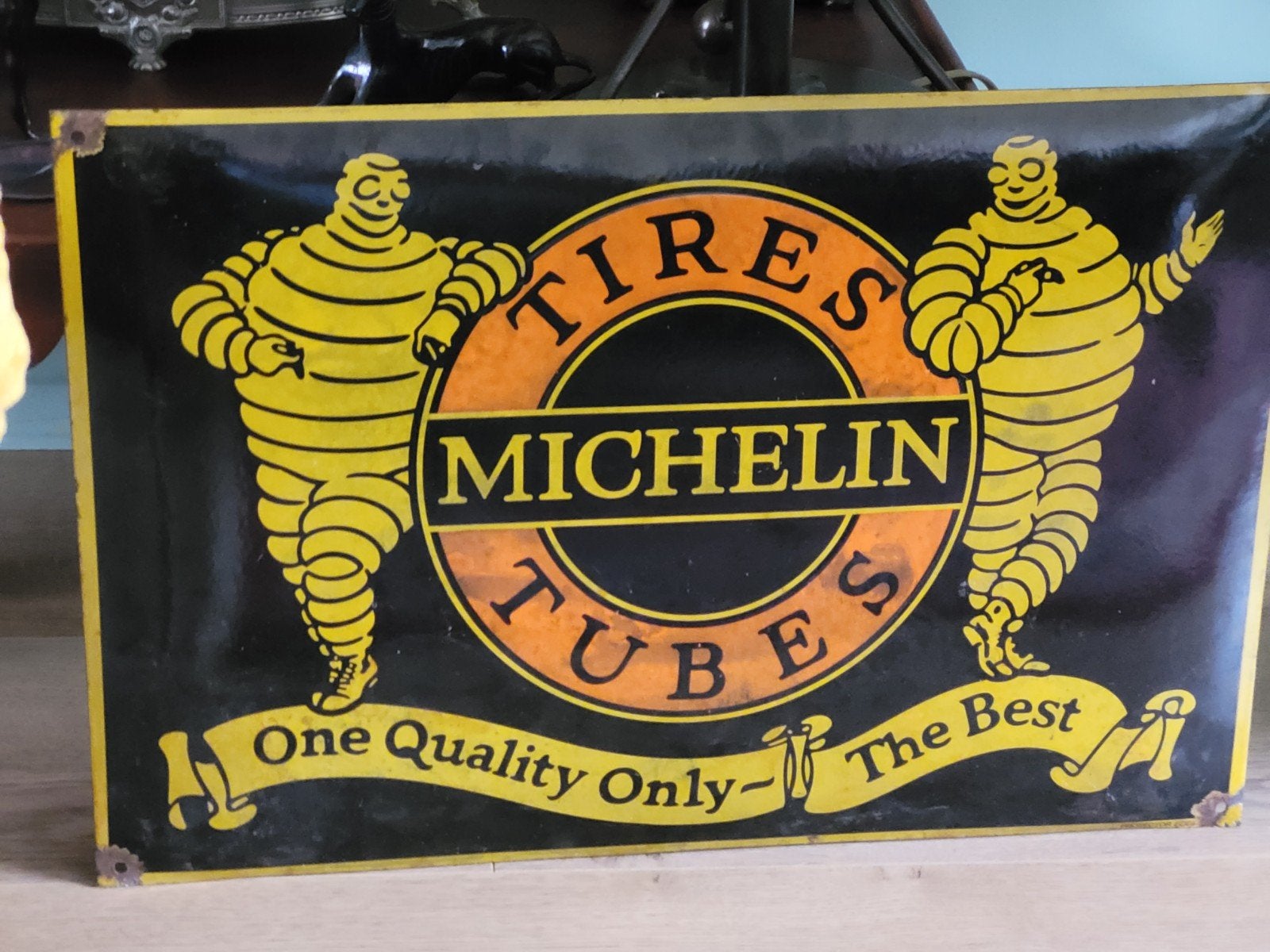 groot oud emaille bord michelin, Verzamelen, Merken en Reclamevoorwerpen, Ophalen of Verzenden, Zo goed als nieuw, Reclamebord