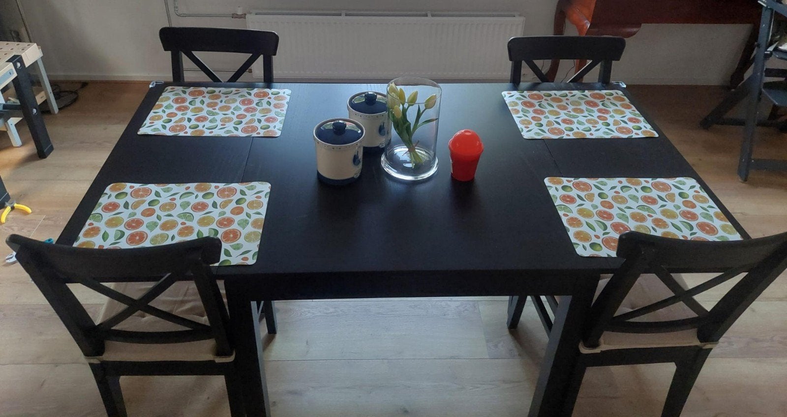 ikea Bjursta tafel en stoelen, Huis en Inrichting, Tafels | Eettafels, Ophalen, 200 cm of meer, 50 tot 100 cm, Vier personen