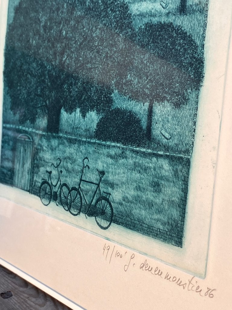 Gelimiteerde ets 49/100 van Gisèle Deneumoustier, Antiek en Kunst, Kunst | Etsen en Gravures, Ophalen of Verzenden, Ingelijst