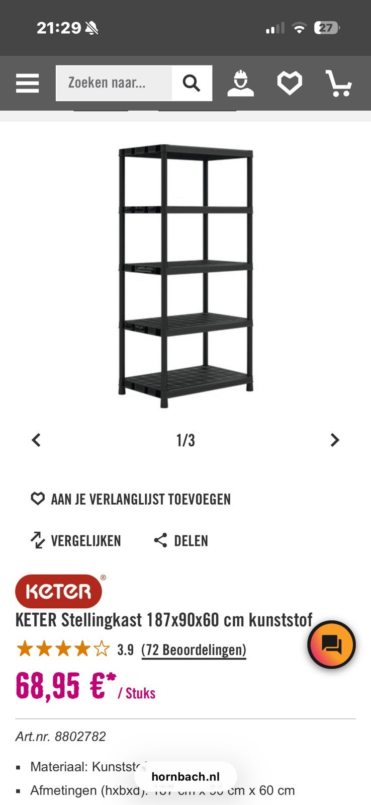 Keter opbergrek, Ophalen of Verzenden, Zo goed als nieuw