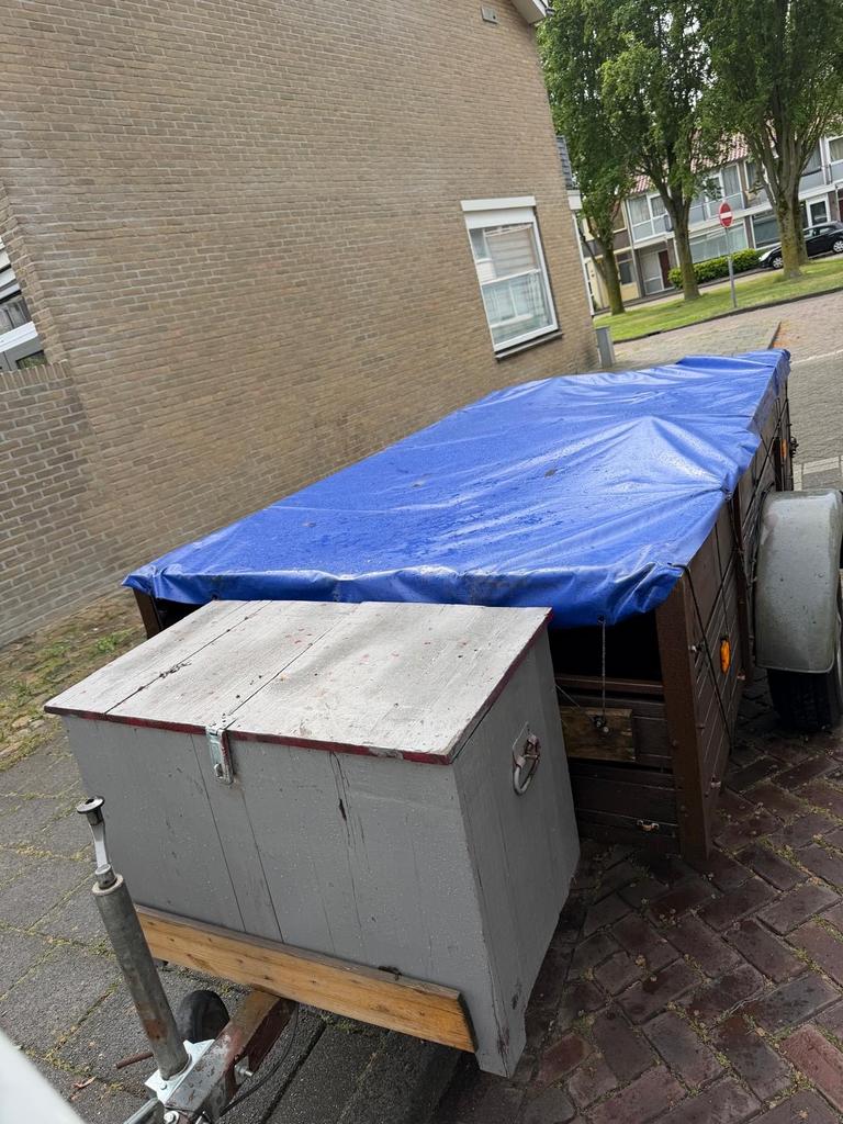 Aanhangwagen met huif en opbergkist, Auto diversen, Aanhangers en Bagagewagens, Ophalen, Gebruikt