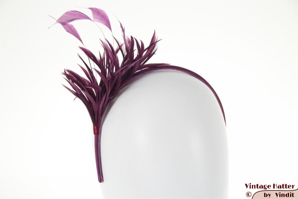 Fascinator Maddox bordeaux paars veren op diadeem nieuw, Maddox, Hoed, Nieuw, One size fits all