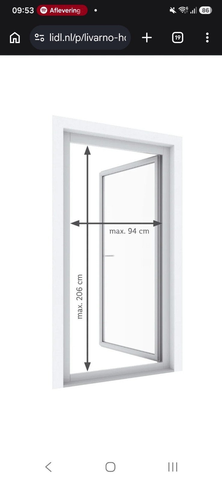 Livarno Hordeur 100x210 cm - Antraciet/Wit, Ophalen, Nieuw, Hordeur