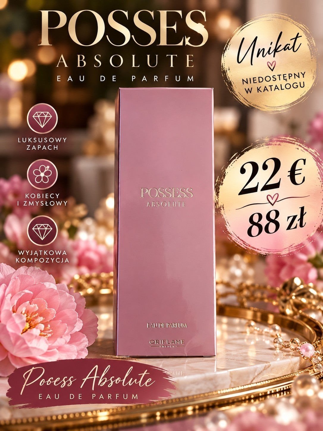 Posses Absolute Pearfum 50 ml oriflame, Ophalen of Verzenden, Nieuw, Miniatuur