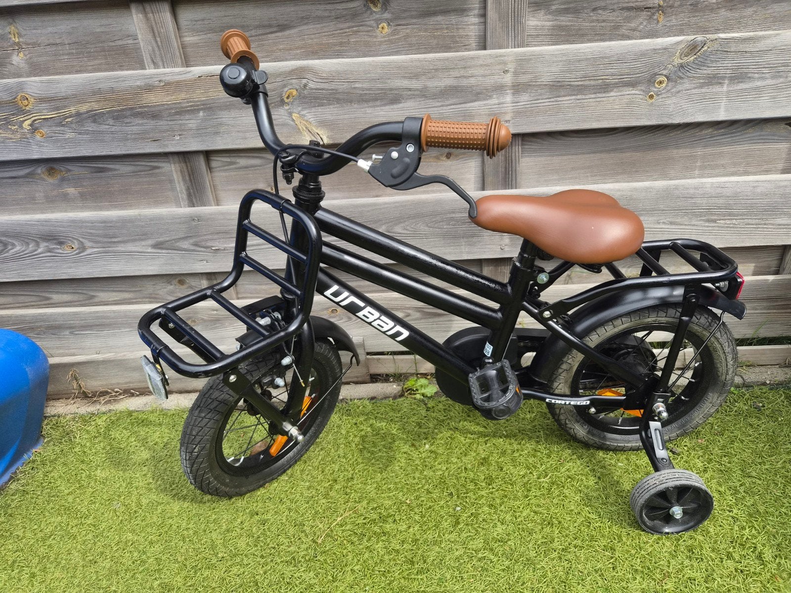 Urban kinderfiets met zijwieltjes - Zwart, 12 inch, Fietsen en Brommers, Fietsen | Kinderfietsjes, Ophalen, Terugtraprem, Zijwieltjes