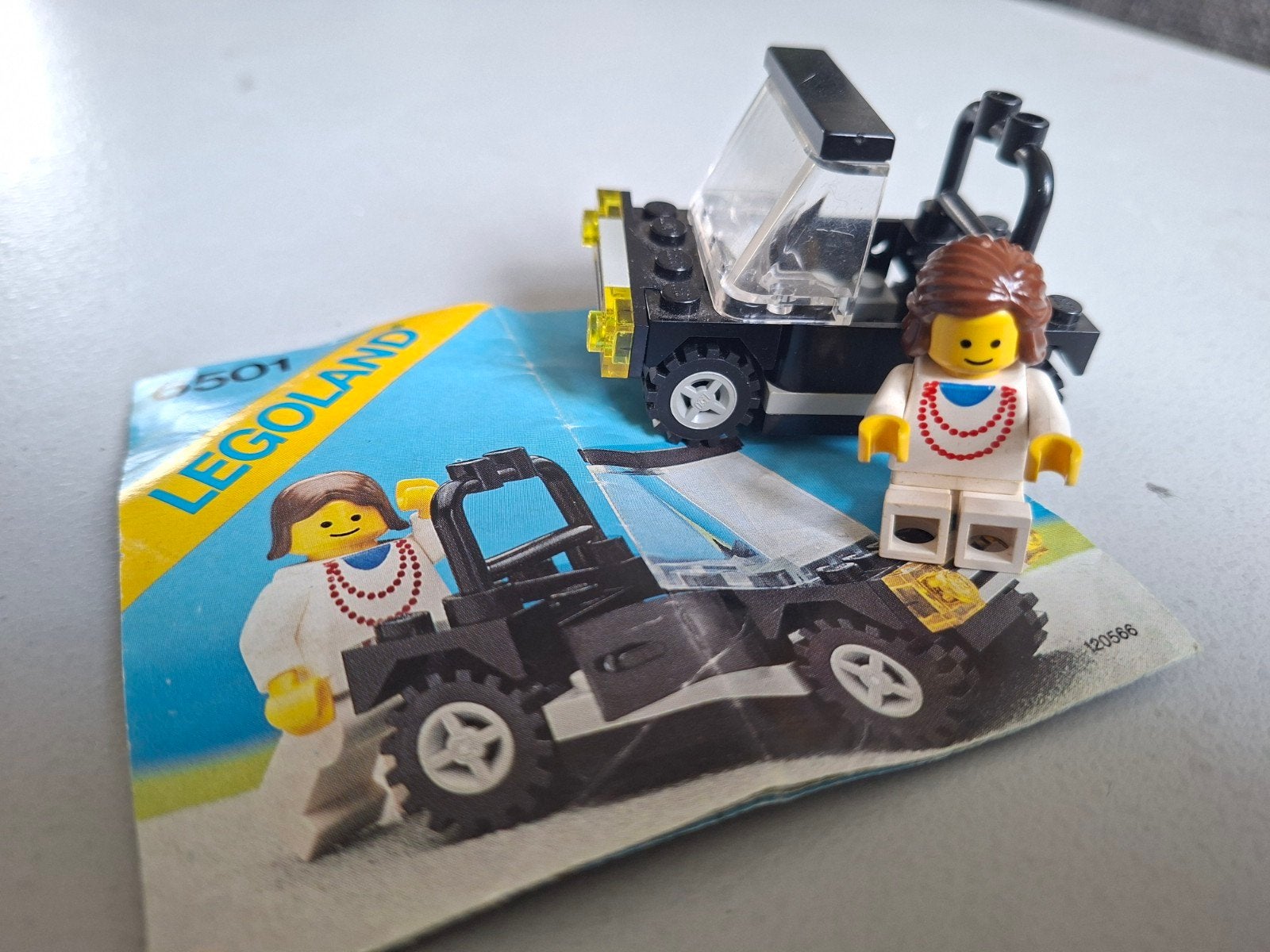 Vintage Lego Legoland 6501 Sportwagen Cabrio met minifiguur, Gebruikt, Lego, Ophalen of Verzenden, Complete set