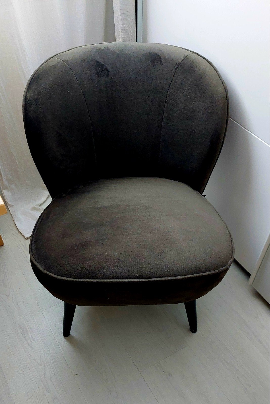 Woood Sara fauteuil velvet groen, Ophalen, Gebruikt, Modern, Scandinavisch, Minder dan 75 cm