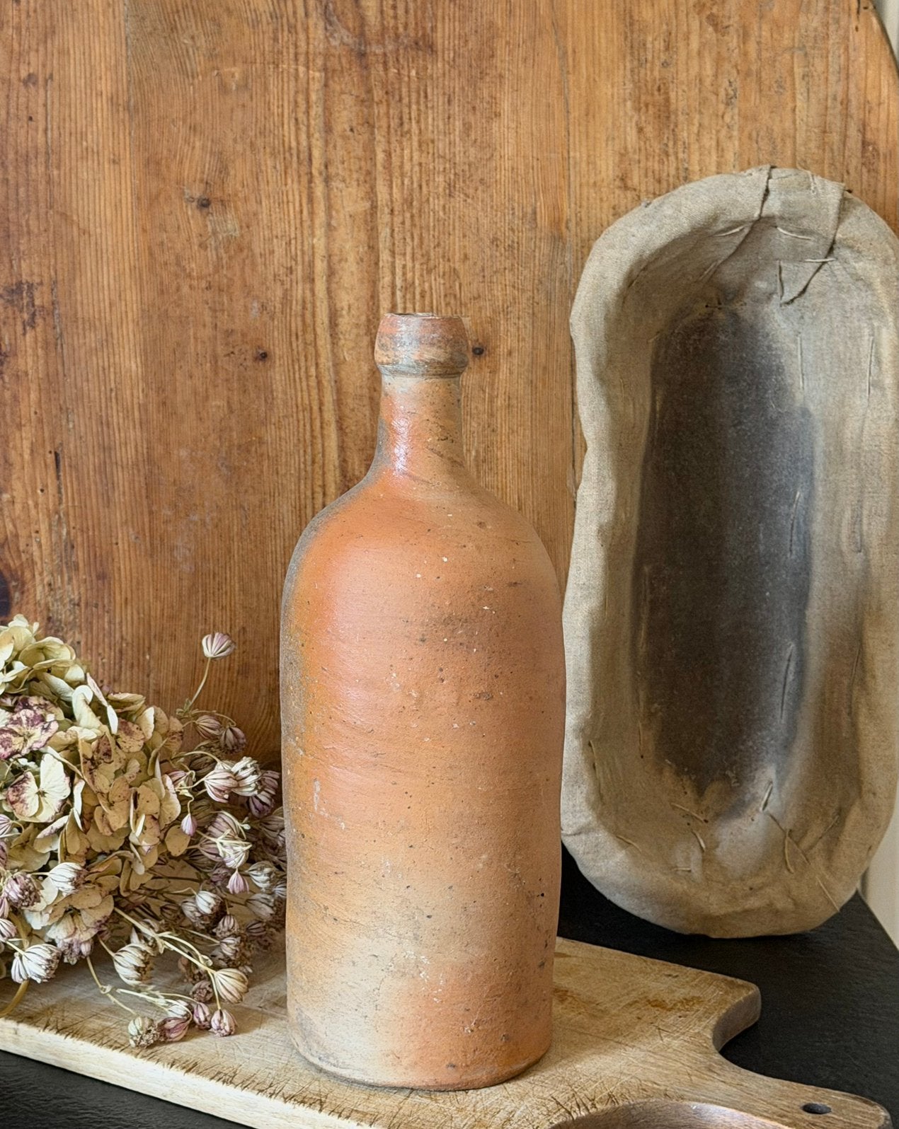 Brocante oude Franse gres fles / gresfles, Ophalen of Verzenden