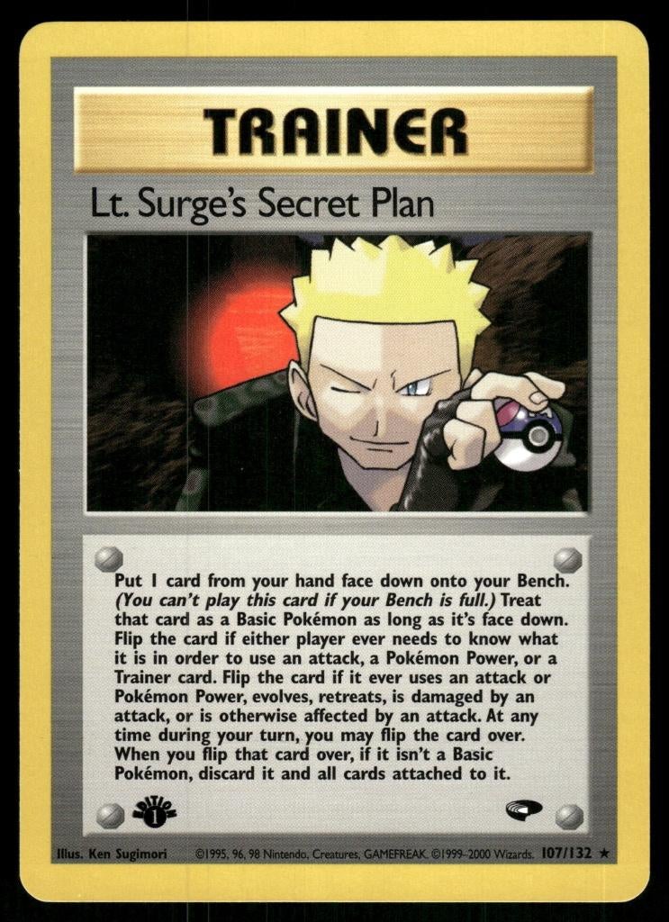 Lt. Surge's Secret Plan 107/132 - Gym Challenge (1st edition, Verzenden, Gebruikt
