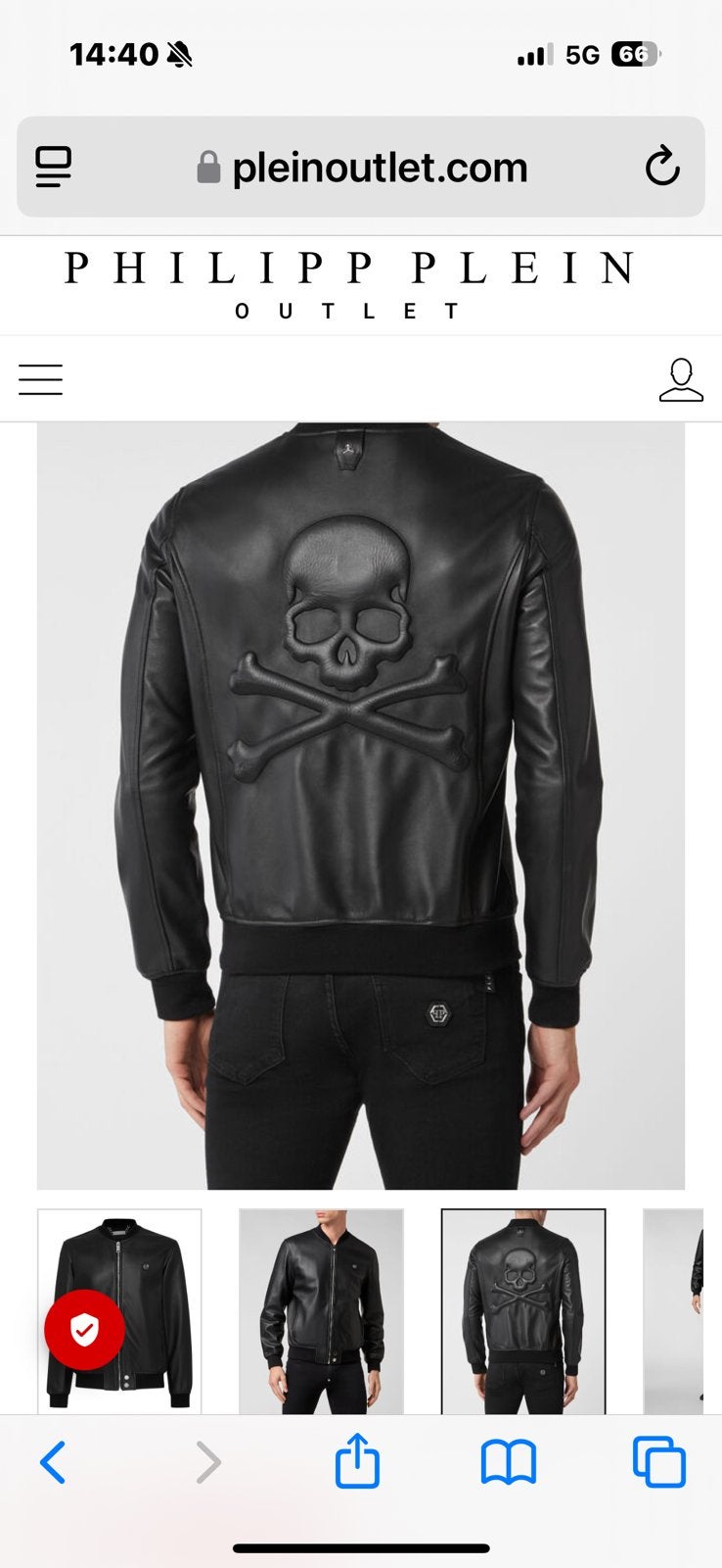 Philipp Plein leren bomberjack met Skull, maat S, Kleding | Heren, Ophalen, Zo goed als nieuw, Maat 52/54 (L), Zwart