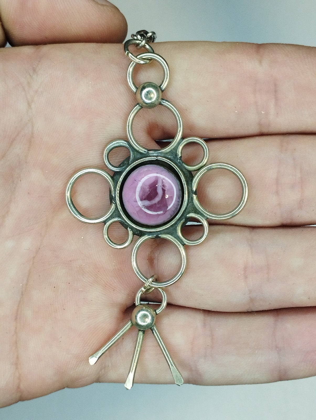 Vintage handgemaakte hanger, Ophalen of Verzenden, Zo goed als nieuw, Zilver, Overige materialen