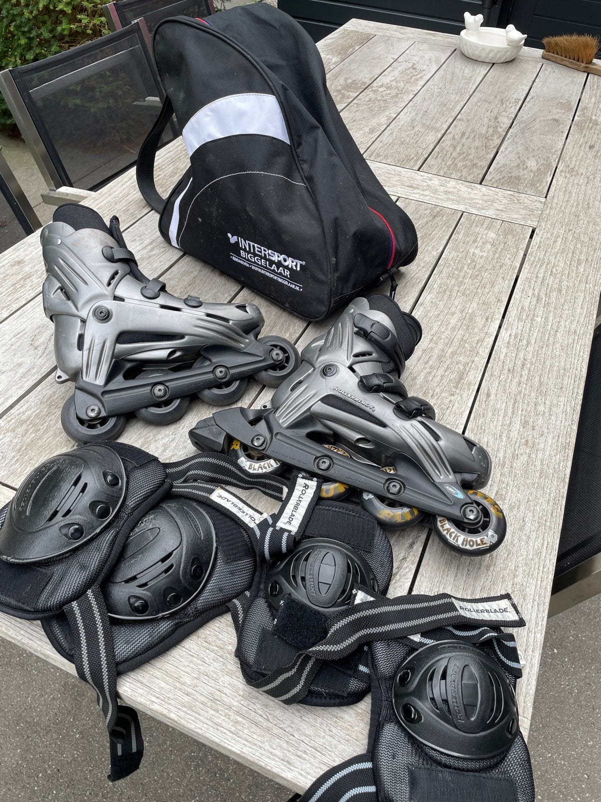 Rollerblade skeelers maat 38 met bescherming en tas, Gebruikt, Overige typen, Ophalen, Overige merken