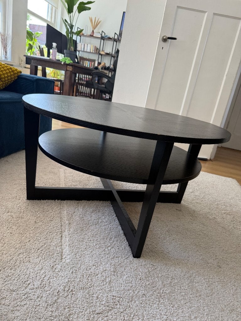 IKEA VEJMON salontafel rond, zwartbruin, 90 cm, Ophalen, Gebruikt, 50 tot 100 cm, 50 tot 75 cm