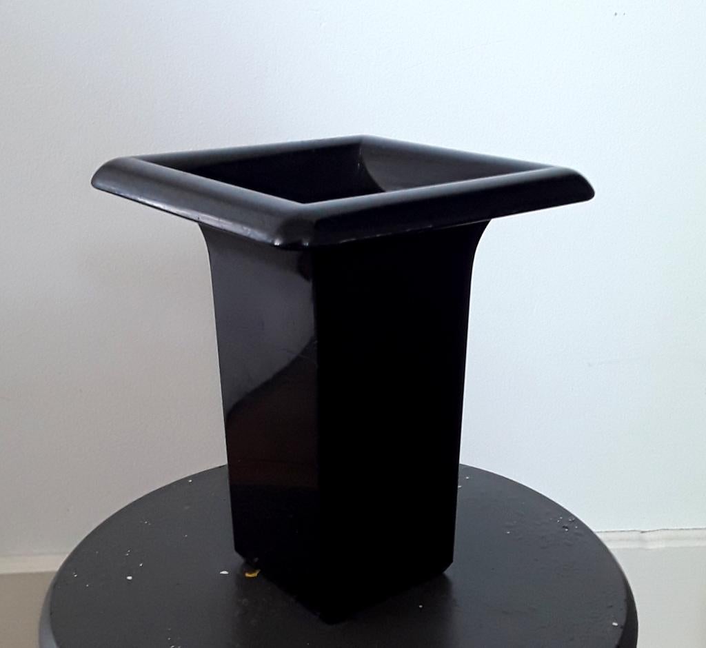 Vintage / retro vaas van kunststof (Lido), Kunststof, Gebruikt, Zwart, Ophalen of Verzenden