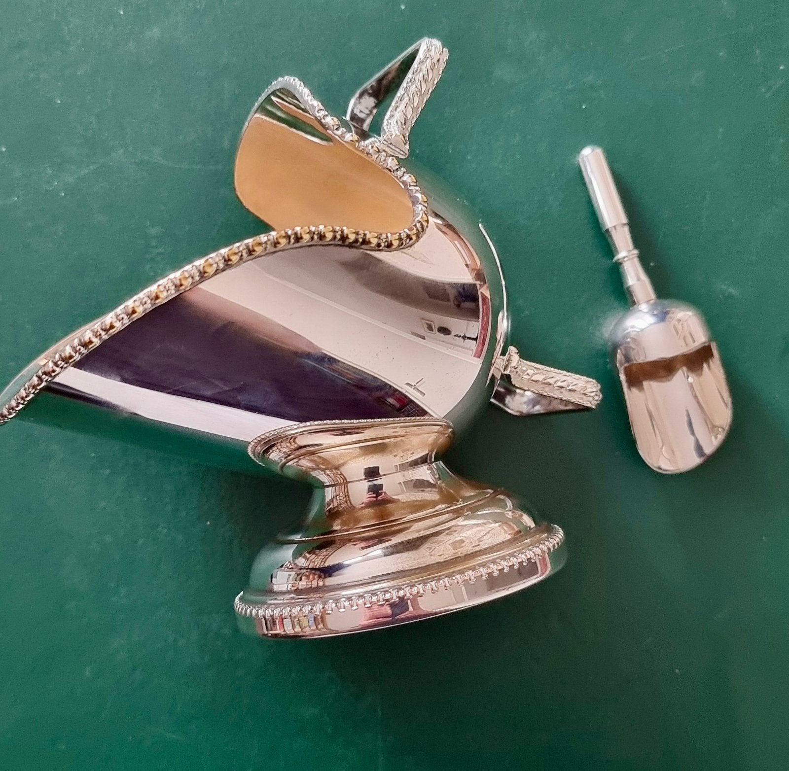 Vintage Verzilverde Suikerpot 'Kolenkit' met Schepje, Ophalen of Verzenden, Zilver