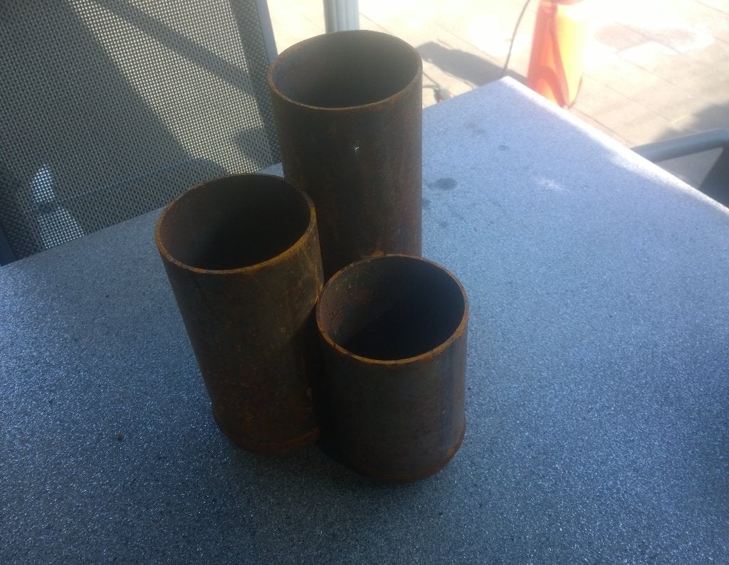 Metalen bloempotjes geroeste look, Tuin en Terras, Bloempotten, Ophalen, Rond, Nieuw, Balkon