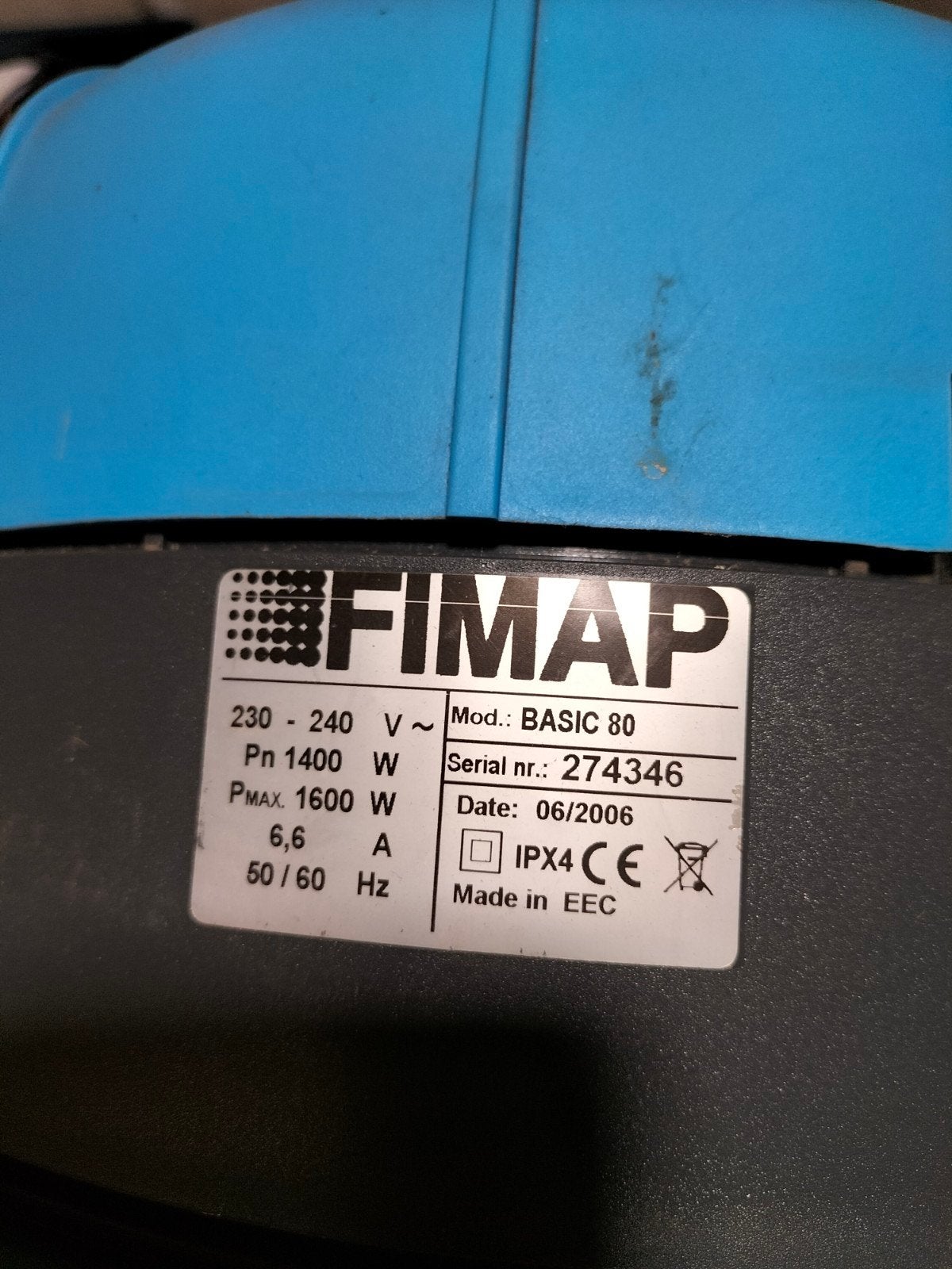 FIMAP Basic 80 Prof. Waterstofzuiger, Witgoed en Apparatuur, Stofzuigers, Zo goed als nieuw, Waterstofzuiger, Overige merken, 1200 tot 1600 watt