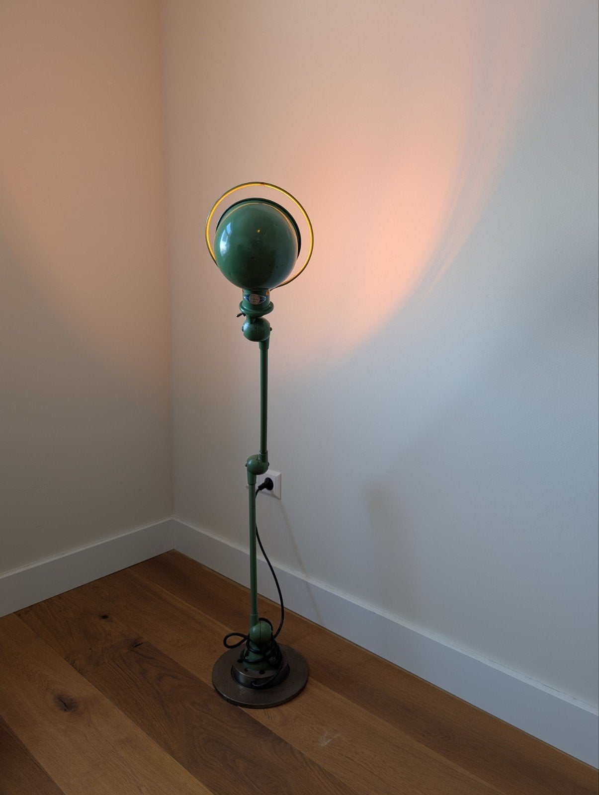Originele Jieldé Vloerlamp Groen, Huis en Inrichting, Ophalen, Gebruikt, Originele Jieldé industriële vloerlamp, Metaal