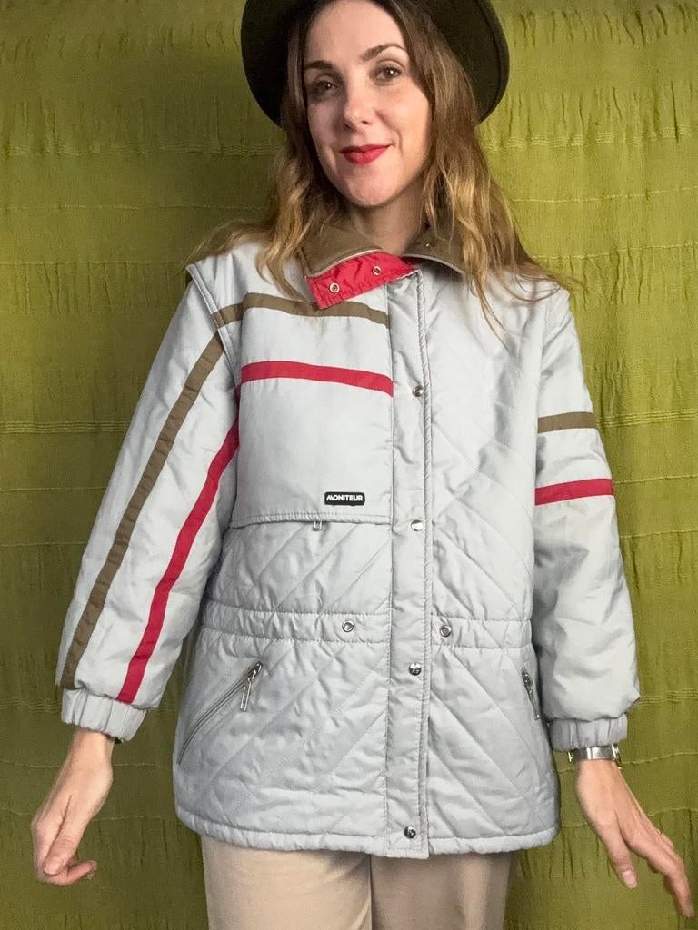 Vintage jas / winterjas / parka - grijs - 36 / s / small, Kleding | Dames, Jassen | Winter, Hgv, Hgv, Ophalen of Verzenden, Maat 36 (S)