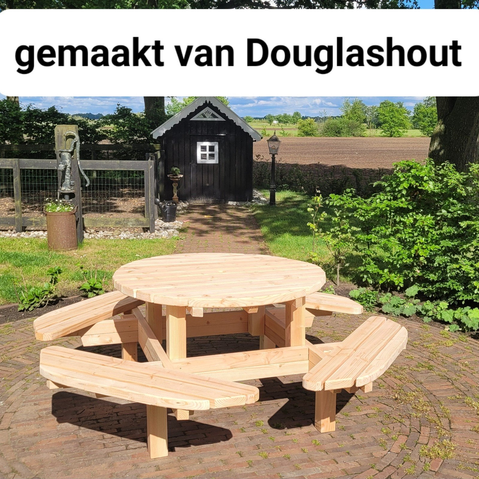Ronde Picknicktafel  INCLUSIEF BEZORGEN, Tuin en Terras, Tuinbanken, Ophalen of Verzenden, Nieuw, Hout