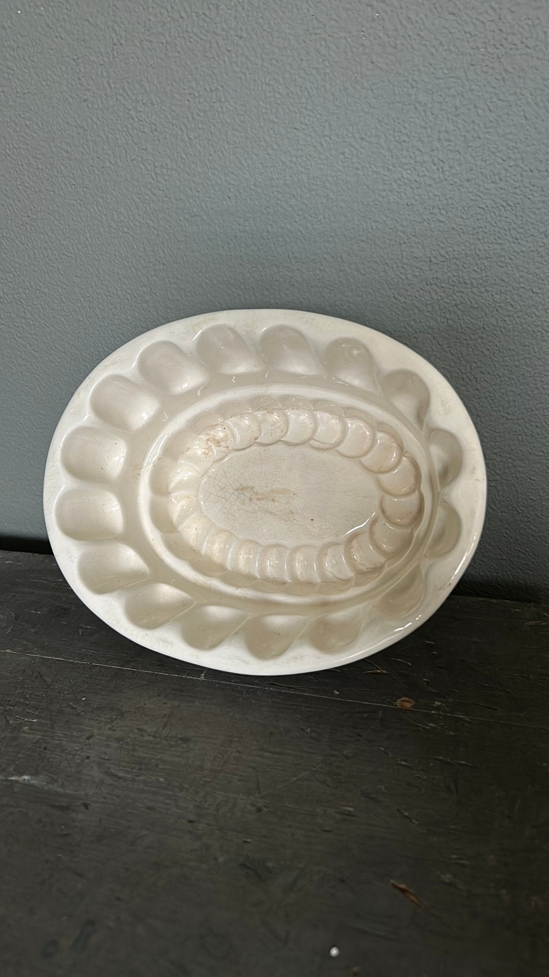 Engelse antieke zware ijzersteen puddingvorm, Antiek en Kunst, Antiek | Schalen, Ophalen of Verzenden