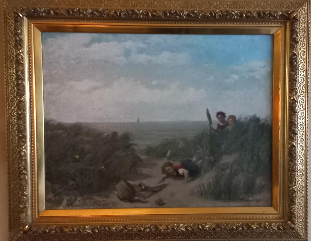 Spelende Kinderen in Duinlandschap aan Zee -H. Van Seben ., Ophalen of Verzenden