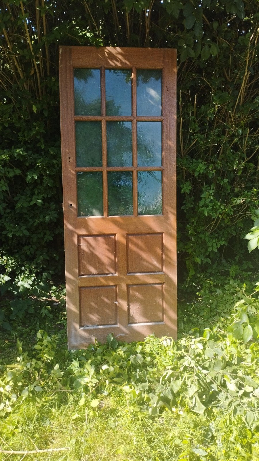Hardhouten binnendeur met glaspanelen, Ophalen, Gebruikt, 80 tot 100 cm, Binnendeur