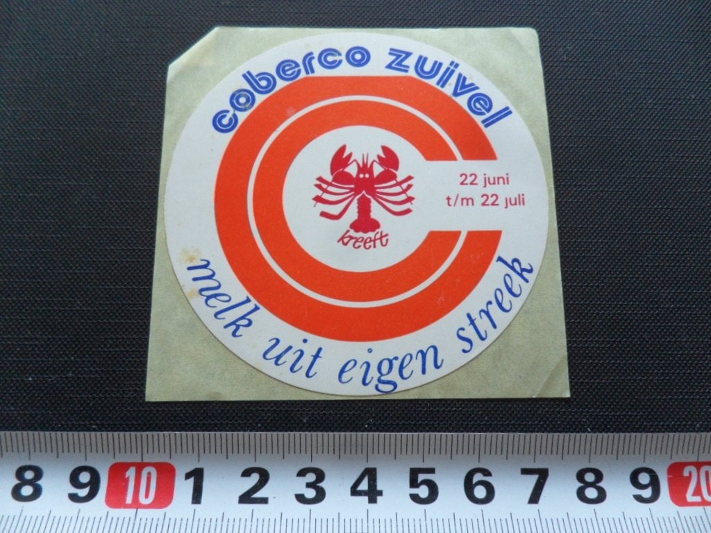 sticker coberco zuivel melk uit eigen streek KREEFT sterrenb, Ophalen of Verzenden, Zo goed als nieuw