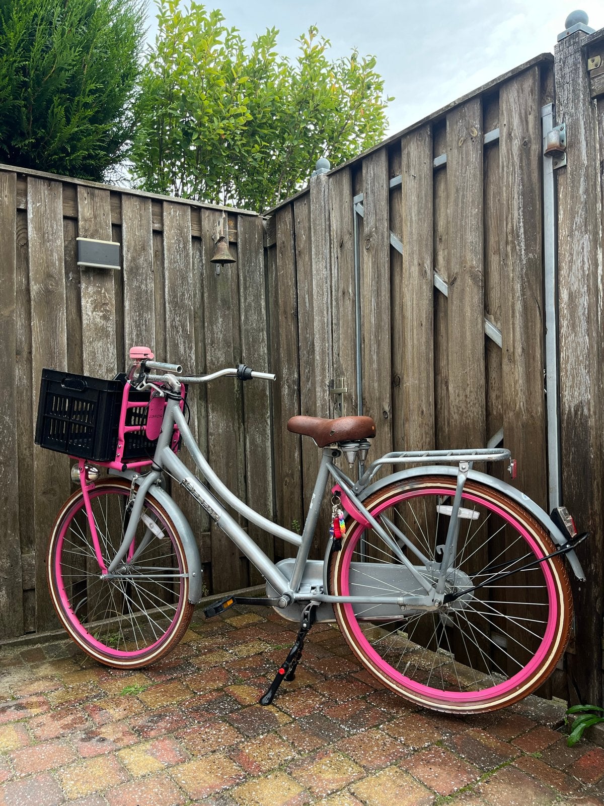 Popal fiets met roze accenten en voordrager, Fietsen en Brommers, Fietsen | Dames | Damesfietsen, Velgrem, 50 tot 53 cm, Ophalen