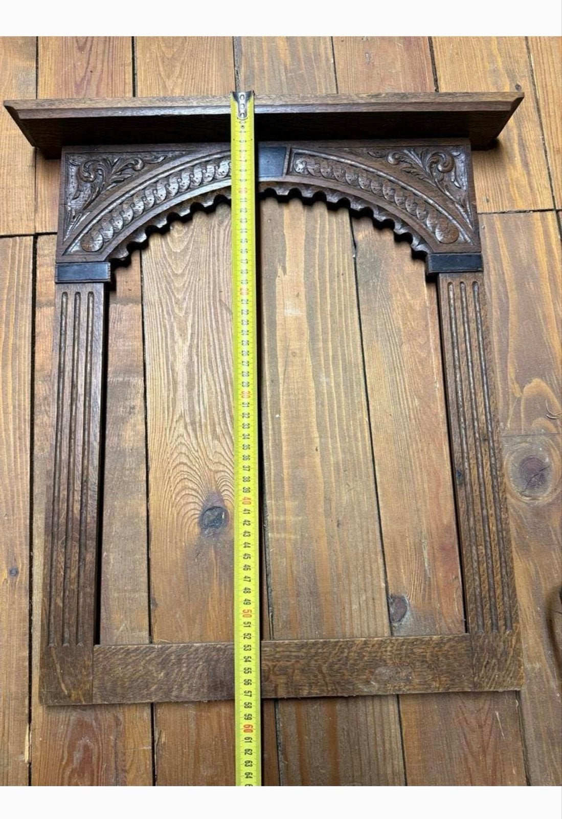 Antieke Houten Spiegellijst - Gedetailleerd Houtsnijwerk, Ophalen of Verzenden, Rechthoekig, Minder dan 50 cm, Minder dan 100 cm