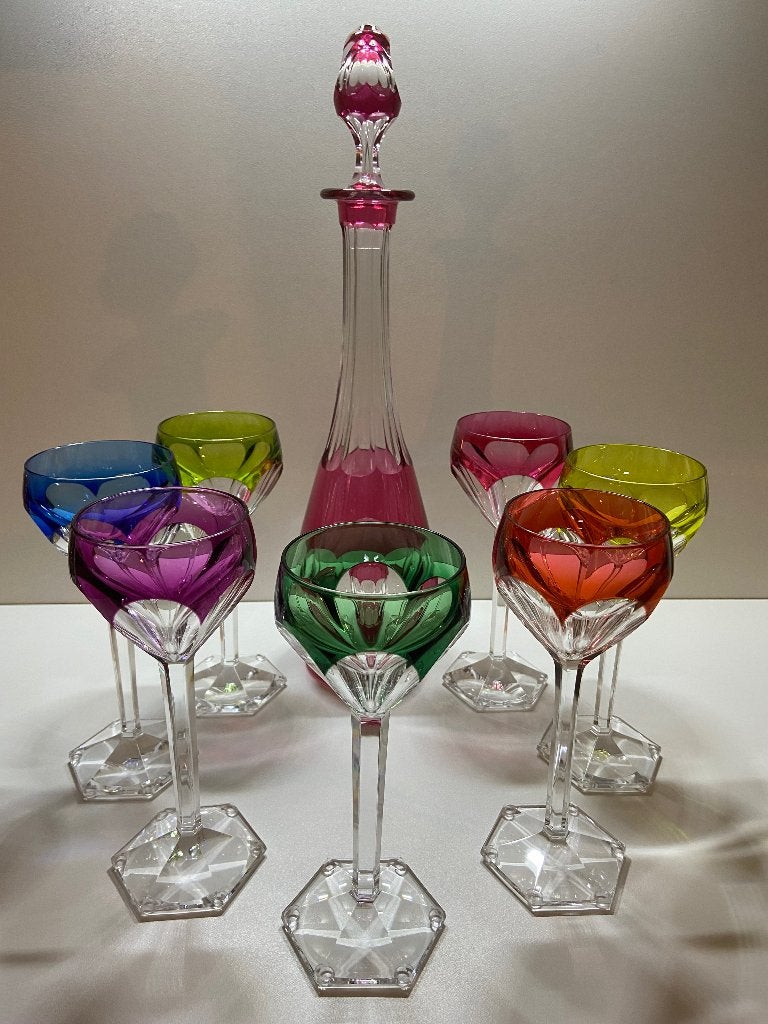 Karaf met 7 wijnglazen “Siebel” Val Saint Lambert !, Antiek en Kunst, Antiek | Glas en Kristal, Ophalen of Verzenden