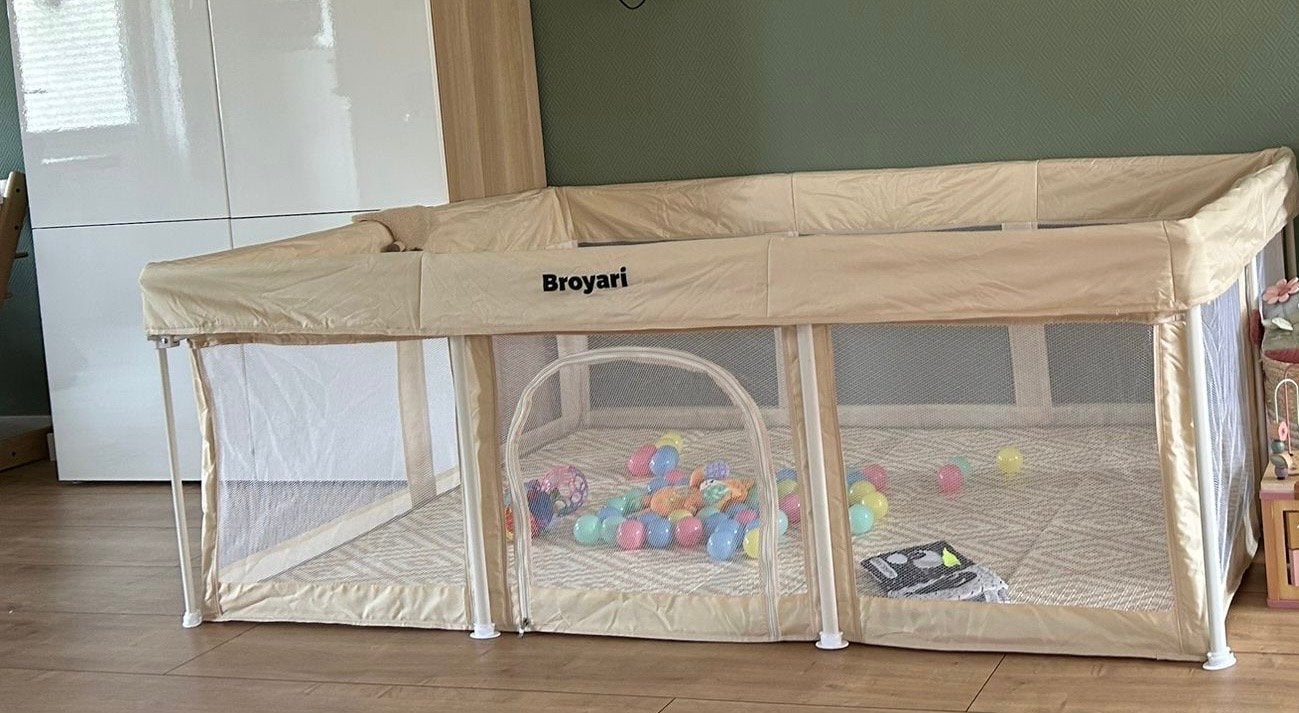 Broyari Opvouwbaar Campingbed/Grondbox Beige 120x180 cm, Ophalen of Verzenden, Zo goed als nieuw, Rechthoekig, Boxkleed