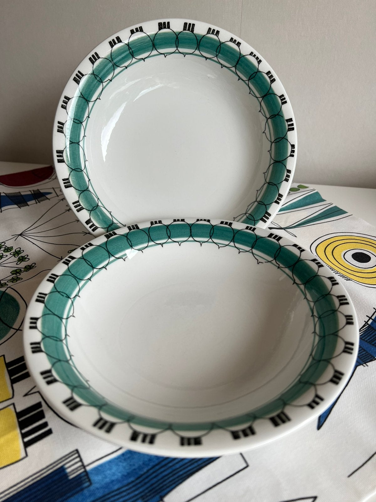 2 Vintage Rörstrand Picknick Diep Soepbord Groene Ui Westman, Ophalen of Verzenden