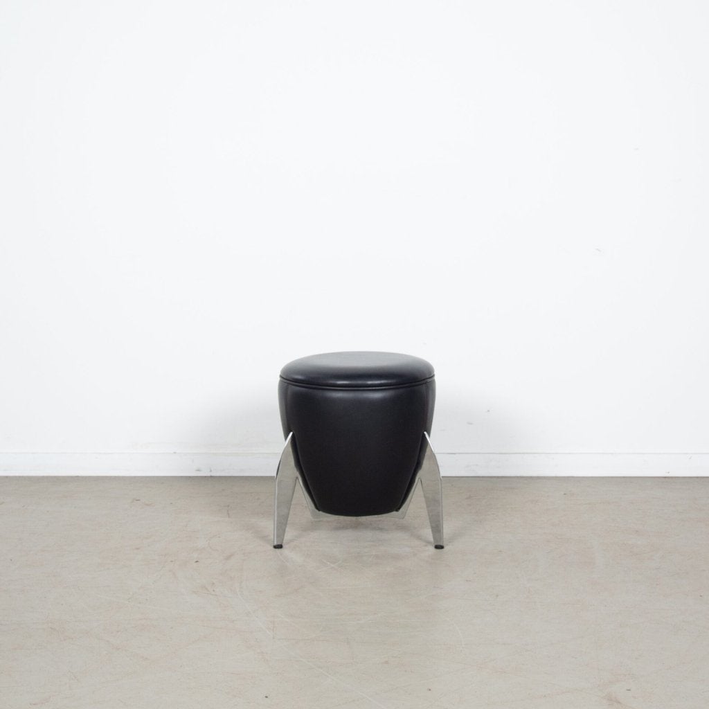 1x Artanova Hocker Zwart Leer, Niet ingevuld, Zo goed als nieuw, Niet ingevuld, Niet ingevuld