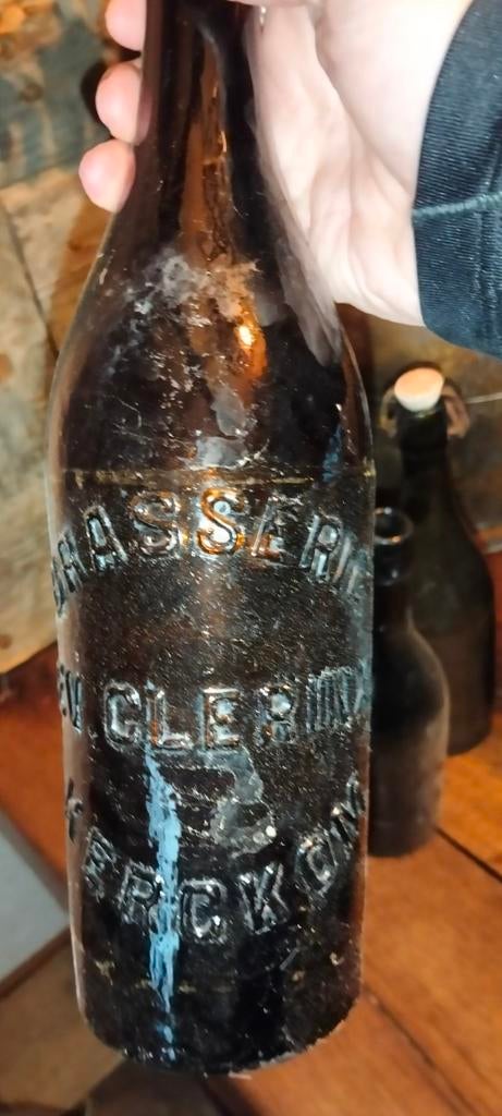 6 oude brocante flessen wijnflessen drankflessen, Ophalen of Verzenden
