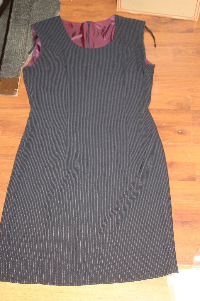 jurk met lange slipblouse zwart met witte streepjes, Ophalen of Verzenden, Gedragen, Overige kleuren, Kostuum of Pak