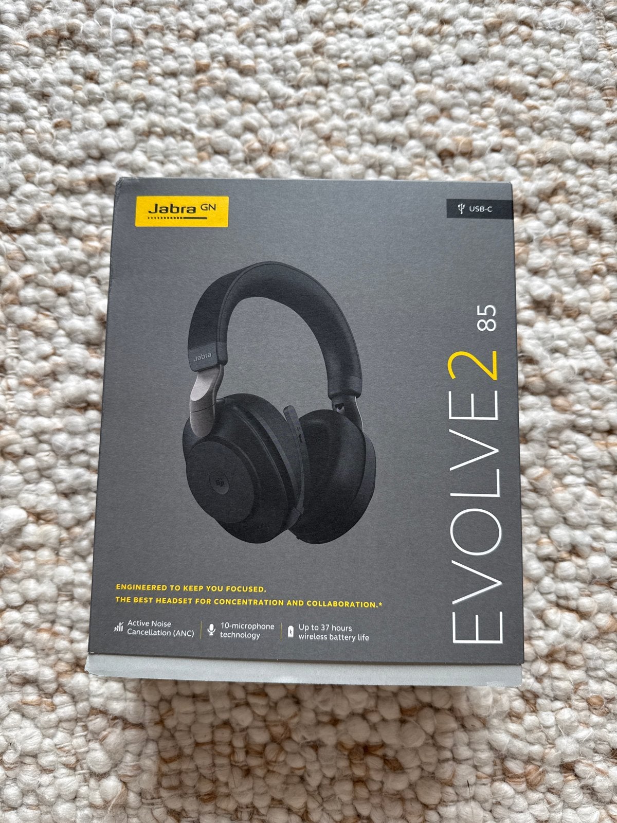Jabra Evolve2 85 Headset - Zwart (Nieuw in doos), Bluetooth, Nieuw, Ophalen of Verzenden, Over-ear