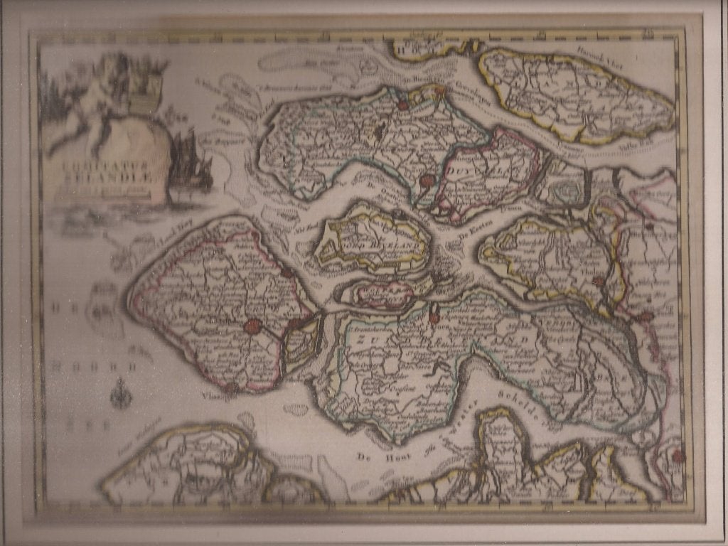 Handgekleurde Kaart Zeeland De Leth ca. 1740, Antiek en Kunst, Cartografie, 22 cm, Ophalen of Verzenden, Gravure