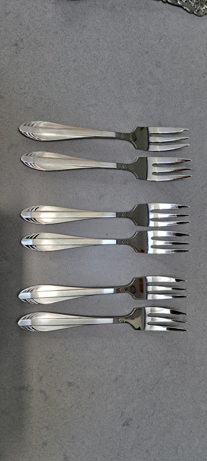 6 Gero Zilmeta 581visgraad gebaksvorkjes, 11,5 cm, Antiek en Kunst, Antiek | Bestek, Ophalen of Verzenden