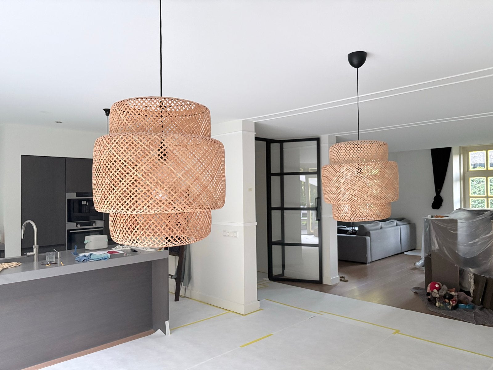 2x IKEA NÄVLINGE Rieten Hanglampen - Zo goed als nieuw, Ophalen, Zo goed als nieuw, Natuurlijk materiaal