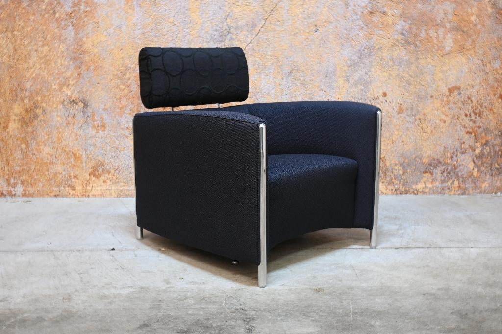 ZGANieuw 2 zwarte stoffen Leolux Goncharov design fauteuils, Leolux, Leolux, 75 tot 100 cm, Ophalen of Verzenden