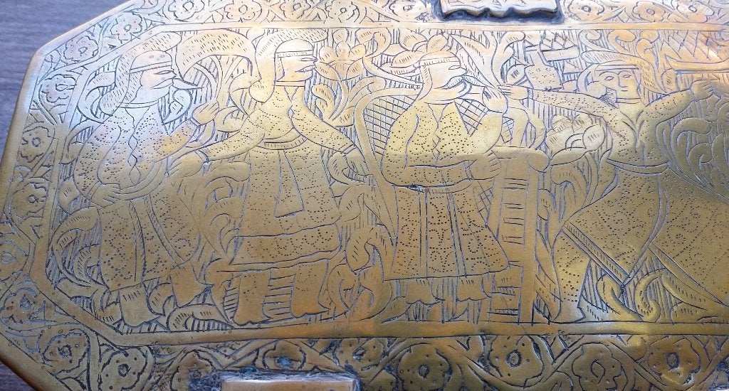 Om 1750 - 1850 Indo Perzisch Mongoolse Rijk Bewaardoos Doos, Antiek en Kunst, Handgemaakt, India, Doos, Ophalen of Verzenden