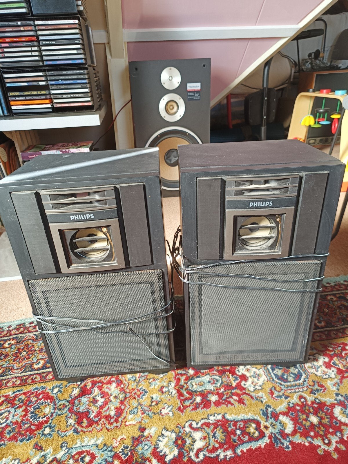 Philips luidsprekerset(pas op 4ohm)- Vintage geluidskwalitei, Ophalen, Stereo speakers, Philips, Gebruikt