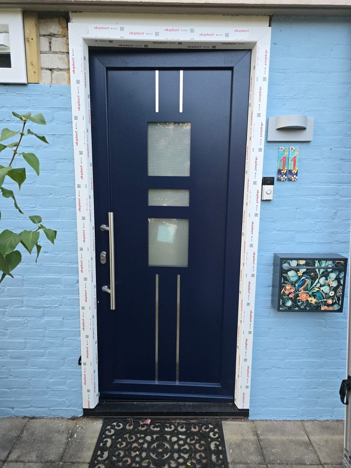 nieuwe kunststof kozijn met voordeur 1030x2120.incl 3 puntsl, 75 tot 150 cm, Kunststof, Deurkozijn, Nieuw
