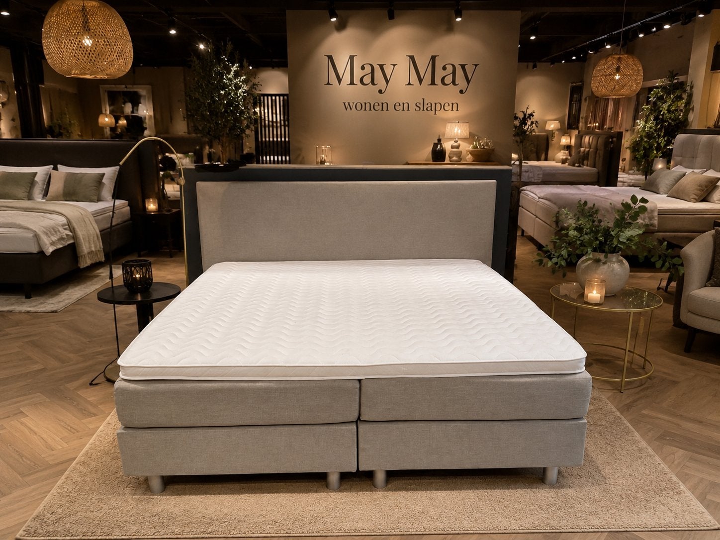 Boxspring 180x200 Beige stof Direct/Leverbaar/EnschedeE-7376