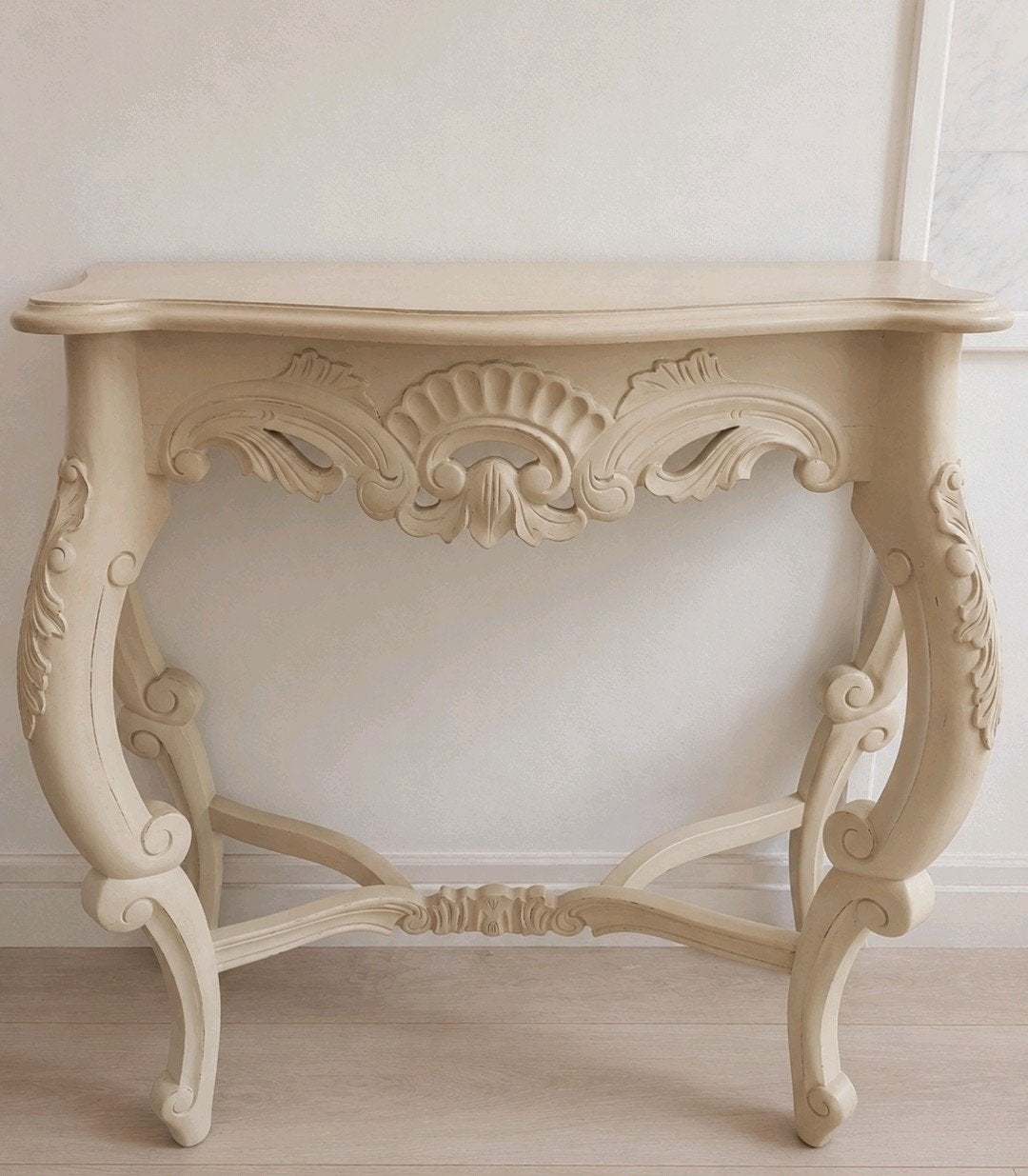 Barok side table console / Wand tafel / creme, Huis en Inrichting, Tafels | Sidetables, Ophalen, 25 tot 50 cm, Rechthoekig, 50 tot 100 cm
