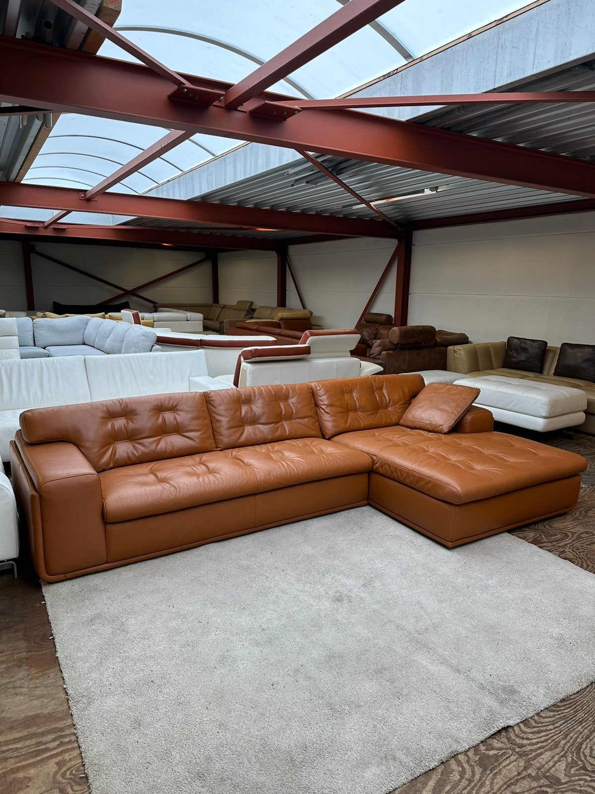 Leren hoekbank Italians design cognac bank Z.G.A.N., Huis en Inrichting, 2871SK, 125 cm of meer, Verzenden, Mariansoliak8@gmail.com