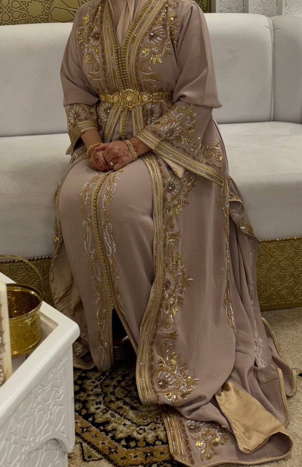 Marokkanse takchita, Kleding | Dames, Overige typen, Beige, Maat 42/44 (L), Ophalen of Verzenden