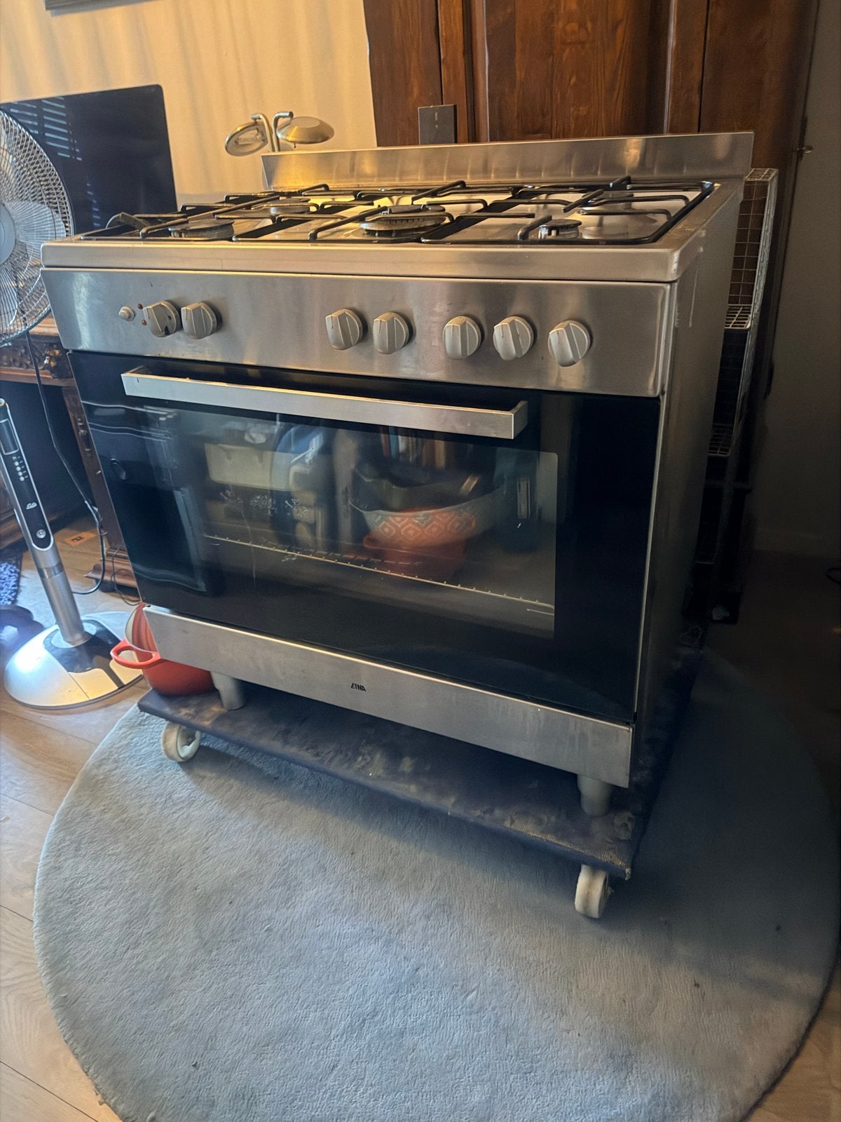 Vrijstaand Etna gasfornuis met oven - RVS, Witgoed en Apparatuur, Ophalen, Gebruikt, 60 cm of meer, Gas